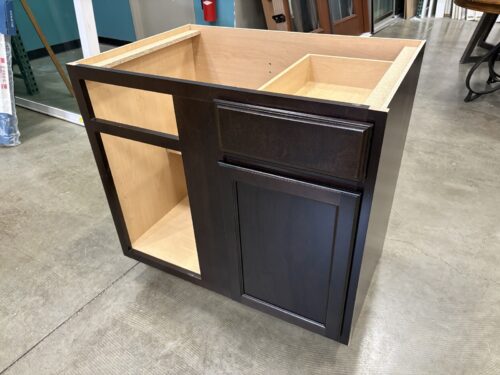 NEW! Deep Espresso Finished 34x36 Single Drawer Blind Corner Lower Cabinet