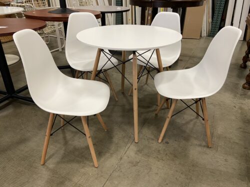 Modern White Effiel Style Dining Set with 4 Chairs