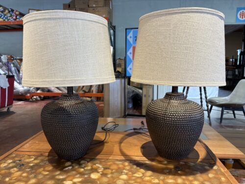 Earthen Brown Hammered Base Table Lamps (Set of 2)
