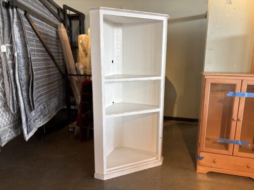 Antiqued White 73" Tall Corner Shelf