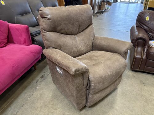 LA-Z-BOY Light Brown Suede-Like Rocking Power Recliner with Adjustable Headrest (Remote Not Included)