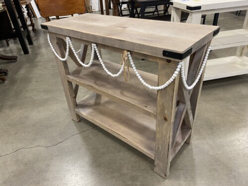 Rustic Wooden Console Table with Decorative Garland