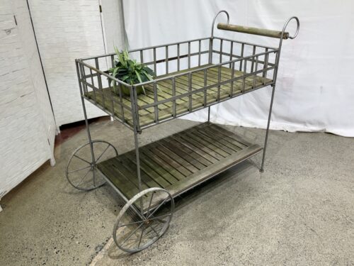 French Influenced Iron & Wood Garden/Tea Cart