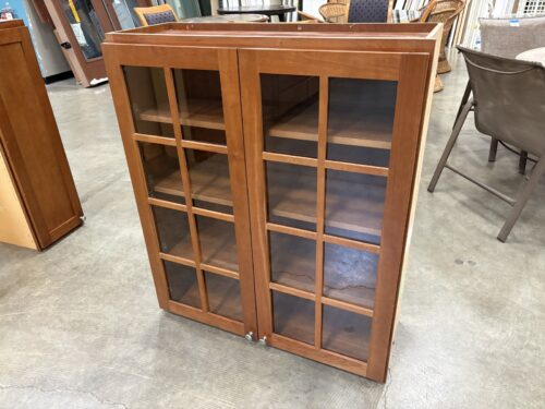 Cinnamon Maple Finished 42x36 Solid Wood Upper Cabinet with Double Grid Lite Doors