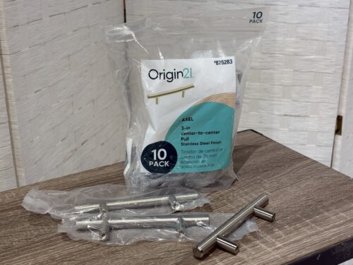 NEW! ORIGIN21 10-Pack Axel 3" Center-to-Center Cylindrical Bar Drawer Pulls - Stainless Steel Finish Model # 875283