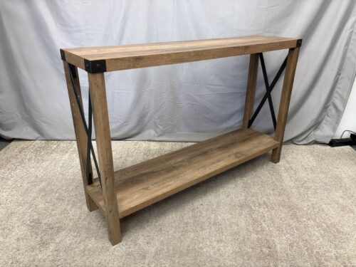WALKER EDISON Rustic Oak Veneer Rectangular Console Table