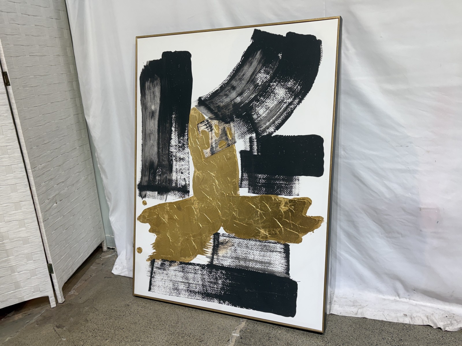 COLLEEN KARIS DESIGNS Gold & Black Brushstrokes Wall Art