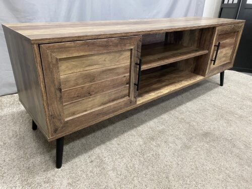 MCM Style 2-Drawer Paneled Wood TV Stand