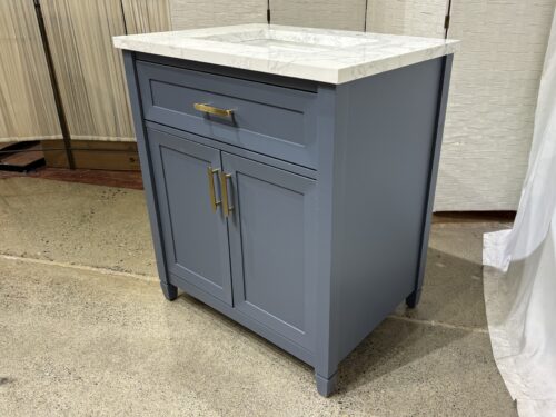 NEW! ALLEN + ROTH 30" Lancashire 30" Single Sink Bathroom Vanity - Chambray Blue Model # 5205278