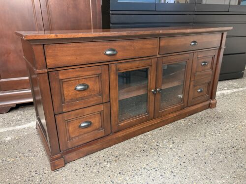 BAYSIDE FURNISHINGS Silverdale Mahogany Glass Door Media Stand