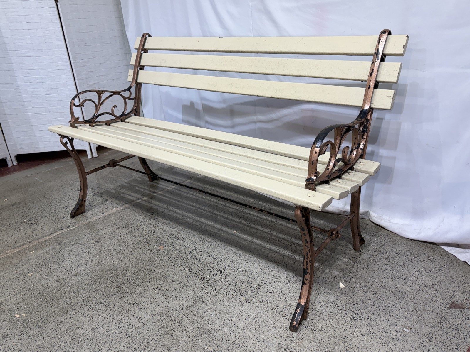 Rustic Cast Iron & Wood Garden Bench