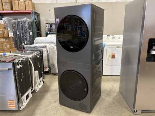 NEW! WHIRLPOOL 2.8 Cu. Ft. Compact Front Load Ventless Heat Pump Stacked Laundry Center in Titanium Model # WFH5424SJ0
