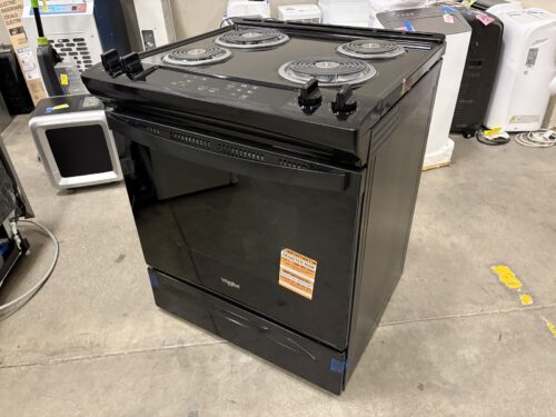 NEW! WHIRLPOOL Black 30" 4 Burner Single Oven Electric Rangev with Delay Start Mode Model # WEC310S0LB3