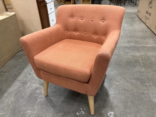 NOBLE HOUSE Tangerine Button Tufted MCM Style Accent Chair with Light Wood Legs