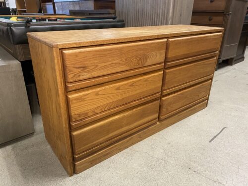 Vintage Natural Oak Postmodern 6-Drawer Low Dresser