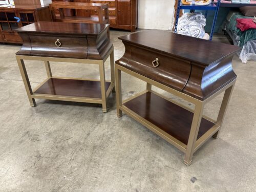 HOOKER FURNITURE Skyline Curved Cathedral Cherry Finished Nightstand with Champagne Metal Frame (Set of 2)