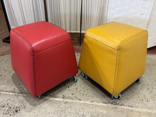 JASON FURNITURE Ketchup & Mustard Rolling Ottoman/Stools (Set of 2)