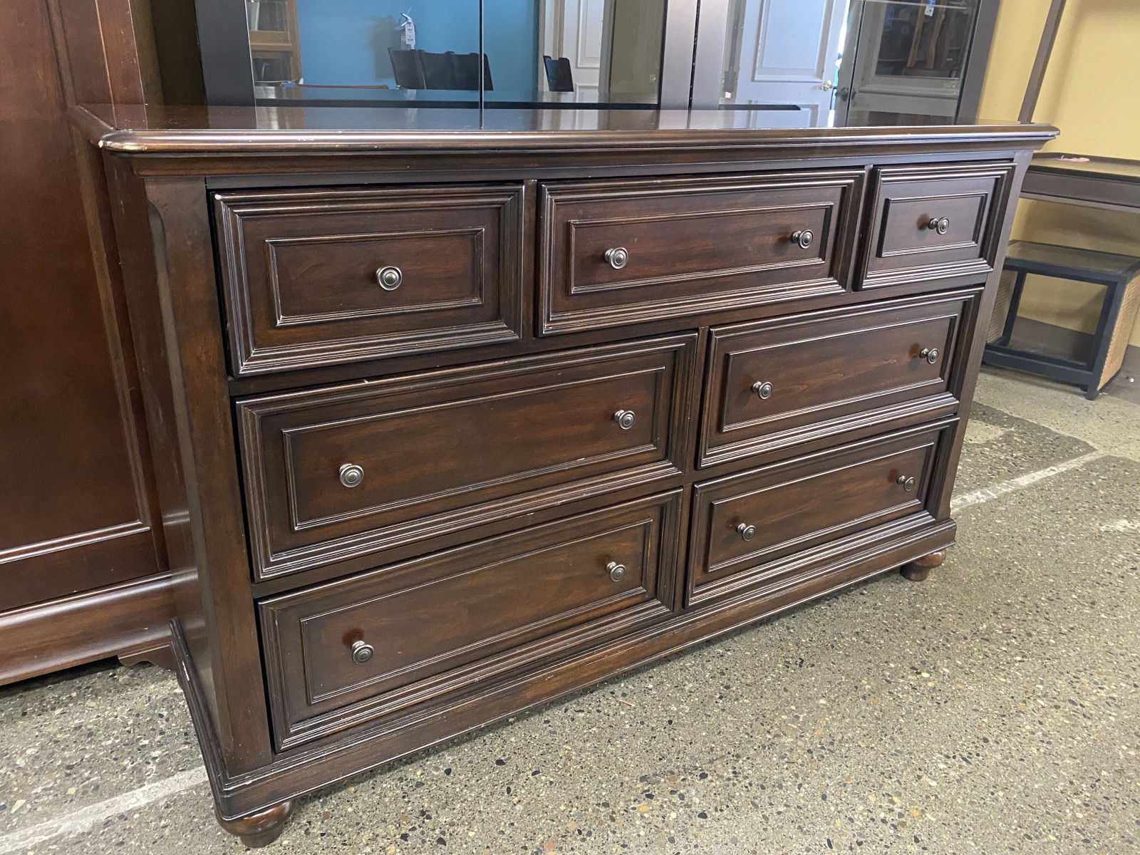 Dark Solid Wood Traditional 7-Drawer Dresser w/ Cedar Lined Drawers