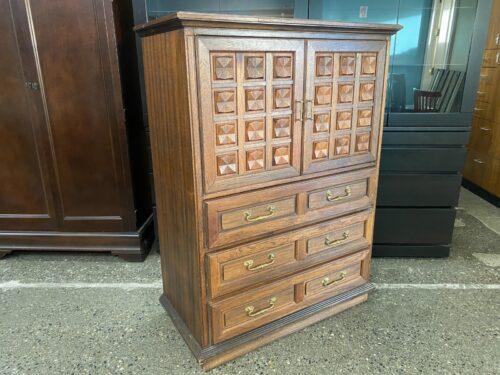 RICARDO LYNN & CO. Vintage Solid Wood Brutalist Revival Door Chest