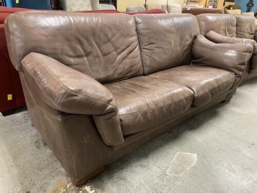 Dark Brown Aged Leather 2-Cushion Sofa
