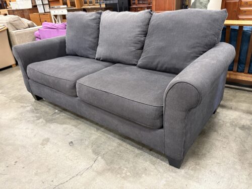 ASHLEY FURNITURE Dark Grey Upholstered Sofa with Roll Arms
