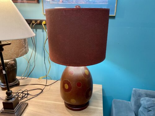 Red Terracotta Ceramic Table Lamp w/ Textured Red Shade