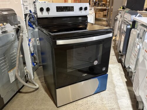 NEW! WHIRLPOOL 30" 4-Burner Freestanding Electric Range w/ No Preheat Mode Model # WFES3030RS0