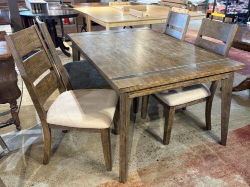 Minimal Earthy 4-Seater Dining Set w/ Fold-Out Leaf