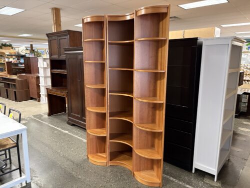 Teak Made in Denmark 6-Shelf Curved Corner Bookcase