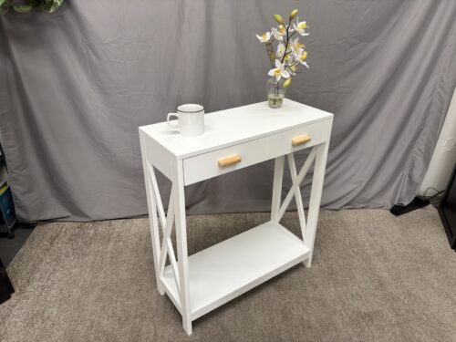 White Modern Farmhouse Entryway Table