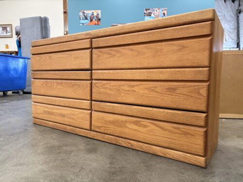 Vintage Oil Finished Wooden 6 Drawer with Recessed Finger Pulls
