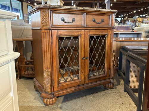 Elegant Engineered Marble Top Wine Storage Cabinet
