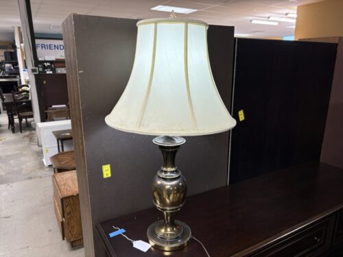 Vintage Brass Urn Table Lamp w/ Cream Pagoda Shade