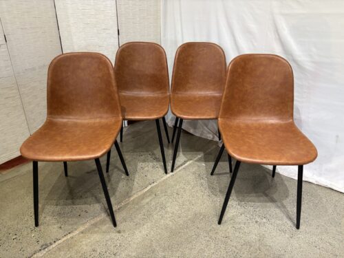 Saddle Tan Vegan Leather Upholstered Dining Chairs (Set of 4)