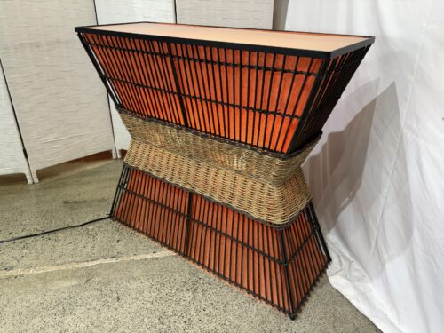Creative Hand-Woven Bamboo Light Up Console Table