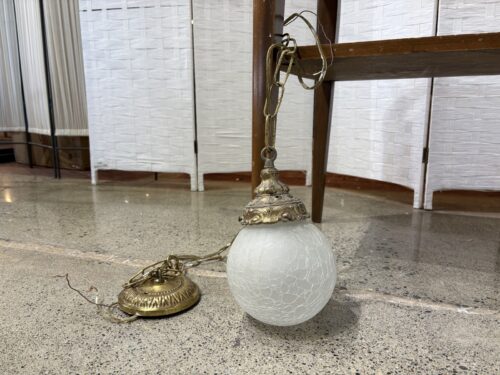 Vintage Frosted Crackle Glass Swag Pendant Light