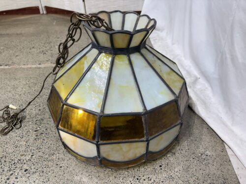 Vintage Tiffany-Style Glass Hanging Pendant Lamp
