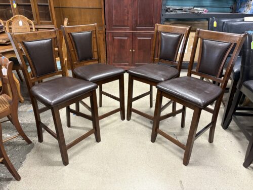 Espresso Wood & Faux Leather Upholsered Bar Stools (Set of 4)
