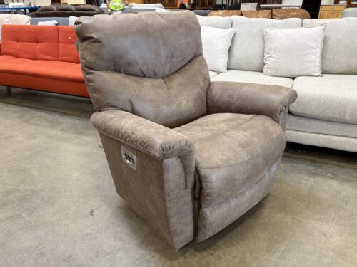 LA-Z-BOY Light Brown Suede-Like Rocking Power Recliner with Adjustable Headrest