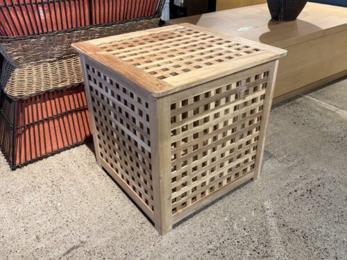 IKEA Hol Acacia Wood Storage Side Table