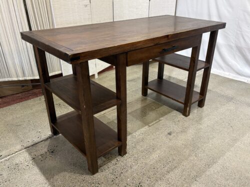 Dark Roast Open Shelf Single Drawer Desk