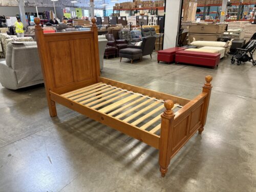 STANLEY Vintage Amber Finished Wooden Twin Size Bed Frame