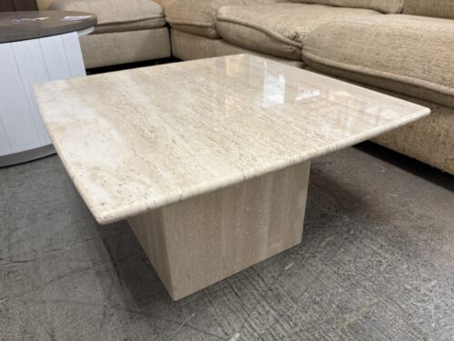 Vintage Postmodern Travertine Marble Coffee Table