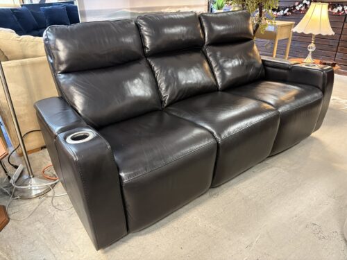 Chocolate 3-Seat Power Recliner w/ Drop Down Tray