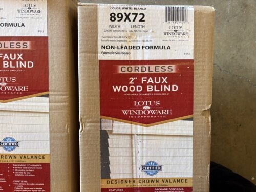 NEW! LOTUS WINDOWARE Cordless 2" Faux Wood Blinds, 89"x72"