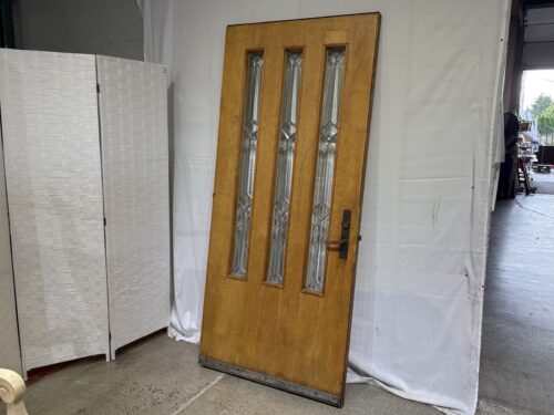 Blonde Wood Core Left Hand Inswing Entry Door w/ Vertical Glass Panels