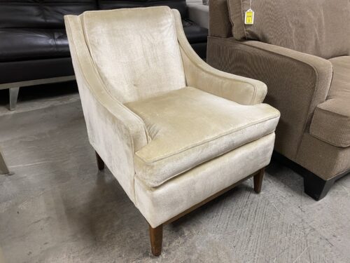 White Gold Velvet Upholstered Slope Arm Accent Chair