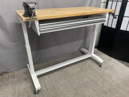 HUSKY 52" Height Adjustable 2-Drawer Workbench Table w/ Vise