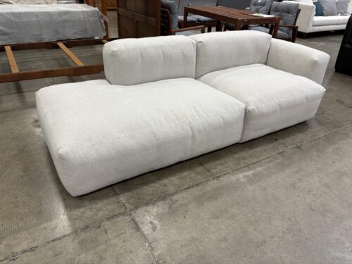 Modern Pale Cloud Grey 2 Piece Low-Profile Single Arm Sectional Sofa