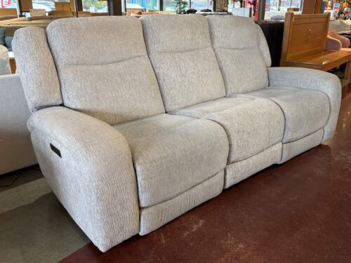 Off-White 3-Seat Power Recliner w/ Lumbar